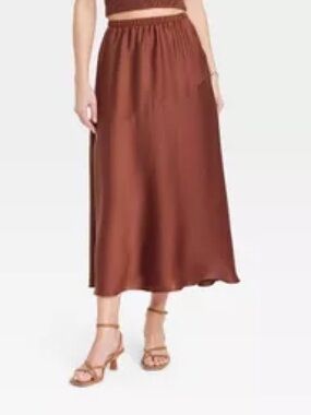 a new day Rust-Tone Midi A-Line Skirt